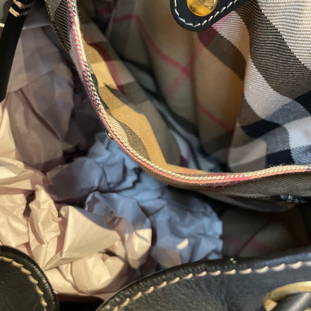 Burberry Black Leather Backpack with Gold Accents Sz. L - Picture 8 of 12